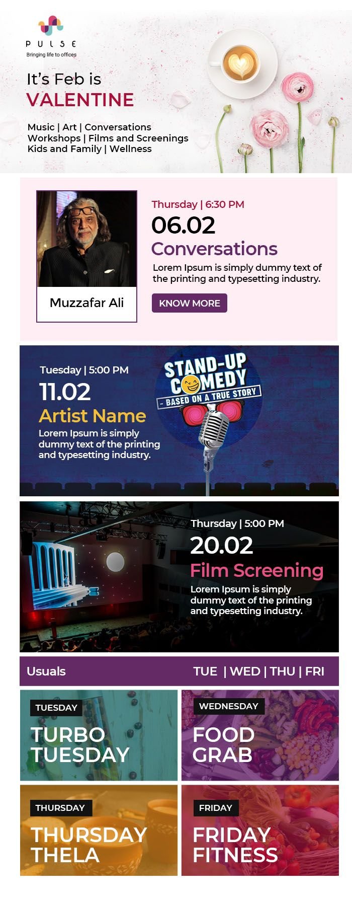 Pulse events emailer design