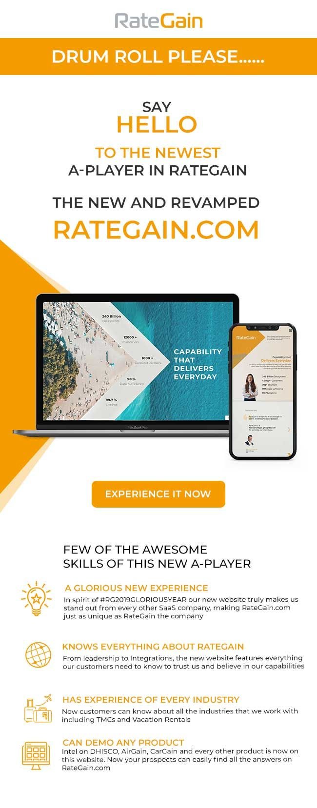 RateGain website launch emailer design