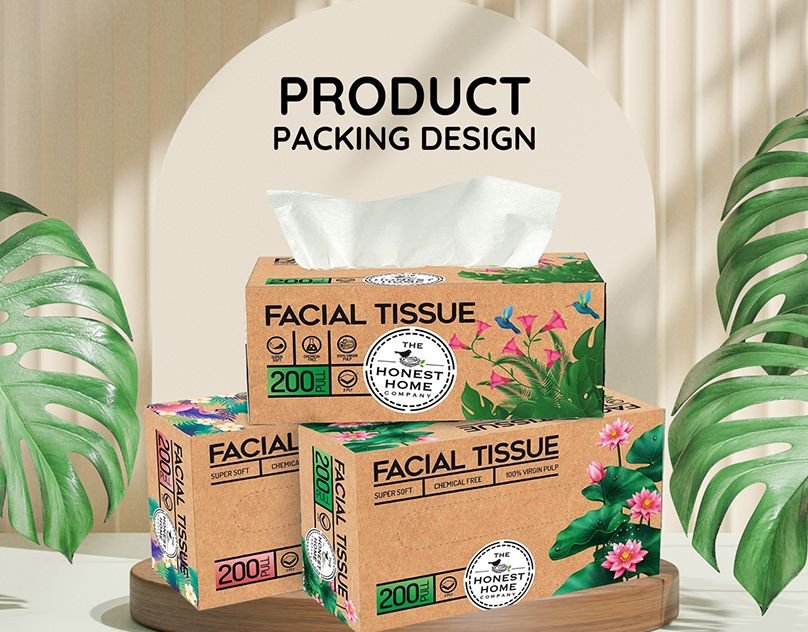 Kraft facial tissue packaging design